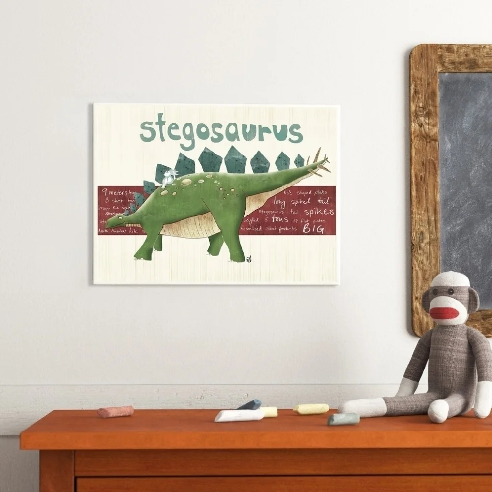 Stupell Industries Kids Room Art Stegosaurus Dinosaurs Wall Plaques Set Of 2
